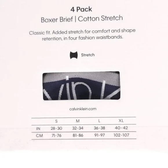 CALVIN KLEIN 4 Pack Boxer Brief Cotton Stretch NP2428R-462 Size MEDIUM